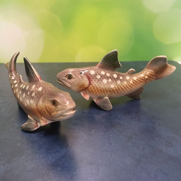 Vintage 1950s Hand-Painted Rock Bass (or Trout) Salt & Pepper Shakers – Made in - Picture 1 of 10